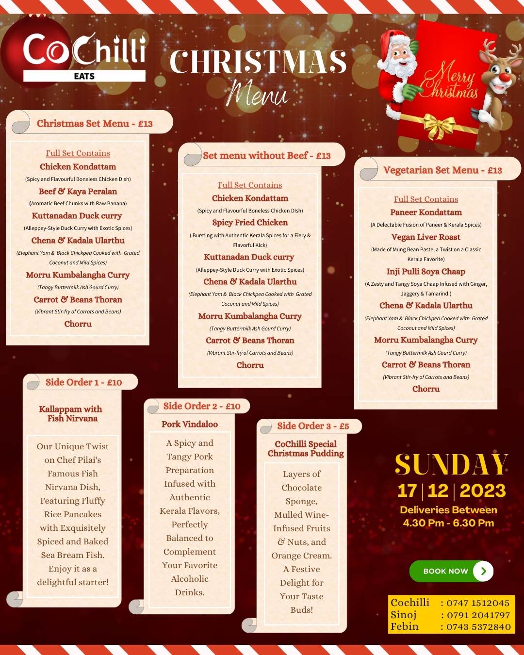 CoChilli's Kerala Christmas Feast in London - X-mas Meat Special dinner with vegetarian option