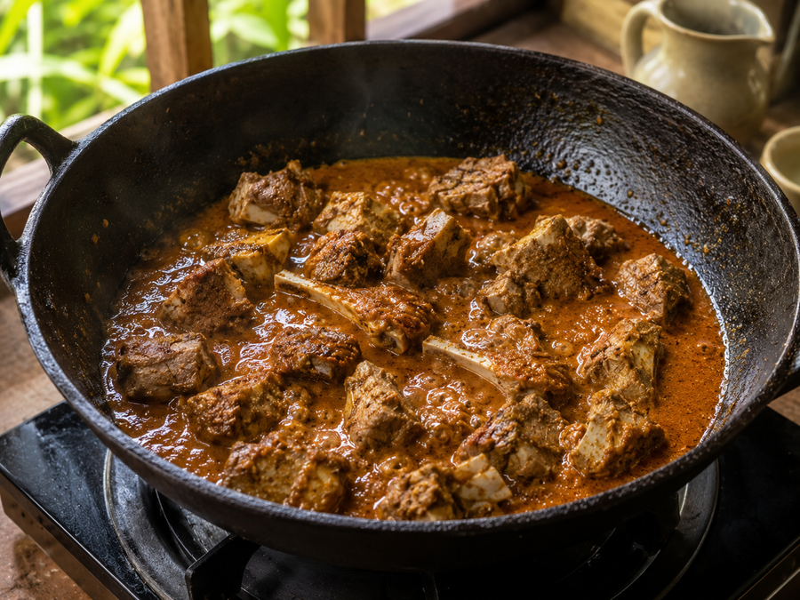 Kerala Varutharacha Curry Base, Cook step