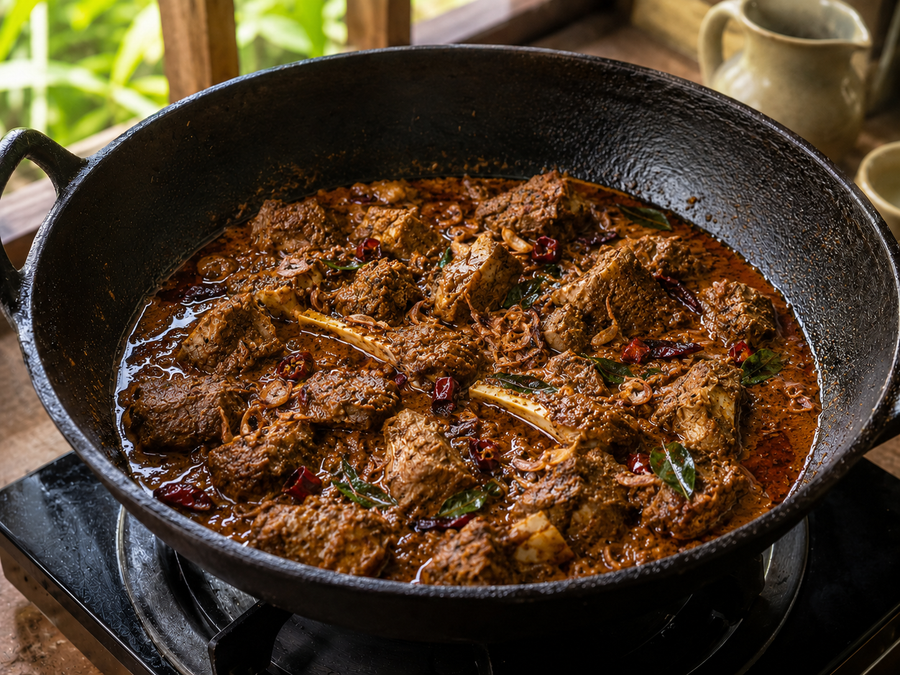 Kerala Varutharacha Curry Base, Finish step