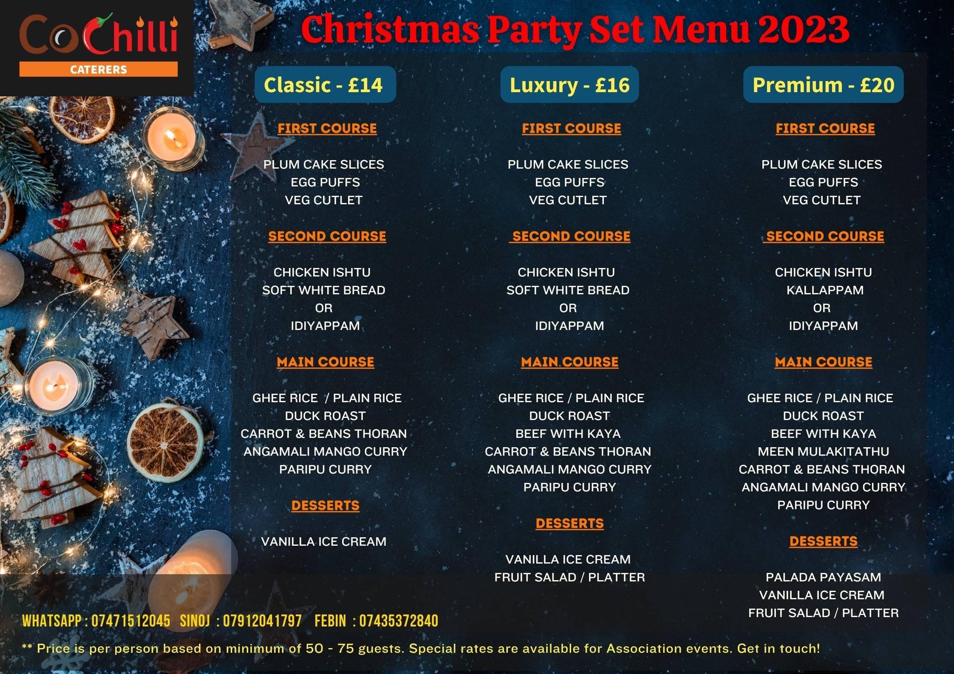 Christmas 2023 Catering: Authentic Kerala & South Indian Feast for Large Private & Community Events in London - Cochilli