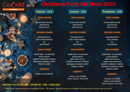 Christmas 2023 Catering: Authentic Kerala & South Indian Feast for Large Private & Community Events in London - Cochilli