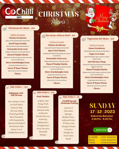 CoChilli's Kerala Christmas Feast in London - X-mas Meat Special dinner with vegetarian option