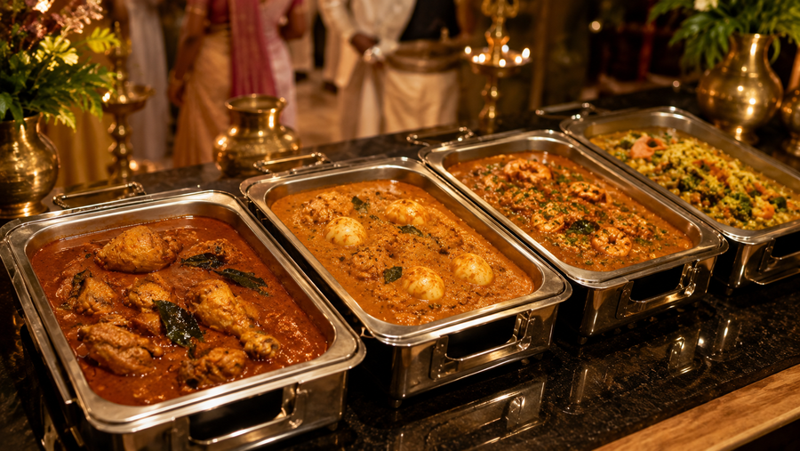 Kerala Nadan Curry Base, buffet holding line
